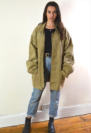 1990S VINTAGE LIGHT BROWN SUEDE STYLE OVERSIZED JACKET