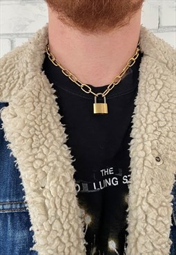 Golden Padlock Necklace Chain