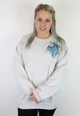 MERMAID HEART ASH GREY OVERSIZED SWEATER
