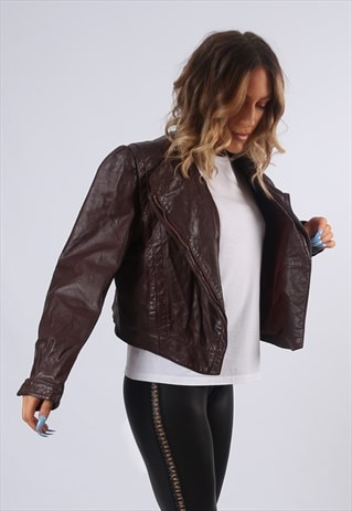 LEATHER FITTED BOMBER JACKET 80'S (FBH)