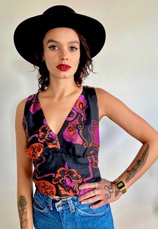 SILKY PAISLEY PRINT TOP