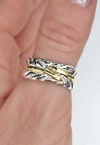925 Silver Leaf Wrap Thumb Ring