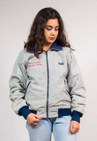 90'S VINTAGE GREY PATAGONIA FLEECE LINED SAILING TEAM JACKET