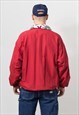 VINTAGE WINDBREAKER RED JACKET FLEECE COLLAR OVERSIZED