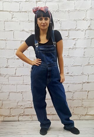 VINTAGE BLUE WASH DENIM DUNGAREES