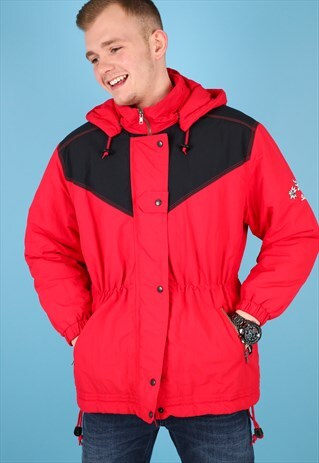 VINTAGE SKI JACKET IN RED & BLACK NJ520
