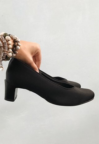 VINTAGE 90S BLACK HEELS SHOES PUMPS MINIMALIST