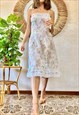 70'S VINTAGE SHEER WHITE AND MULTICOLOR FLORAL PRINT SLIP