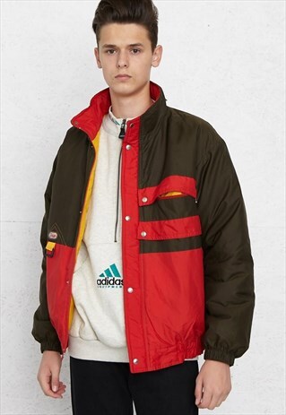 VINTAGE RED BROWN WINTER PUFFER JACKET