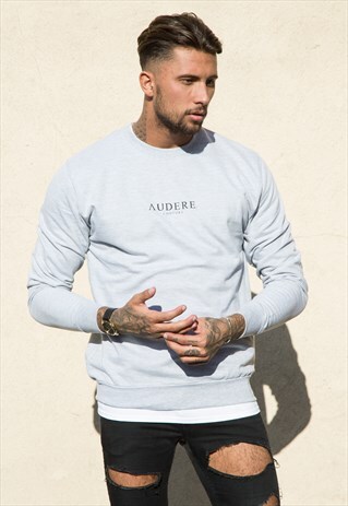GREY SWEATER BLACK PRINT