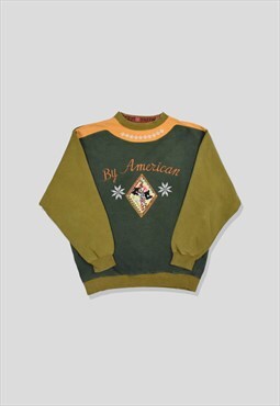 Vintage 1980s Colour Block Embroidered Design Sweatshirt