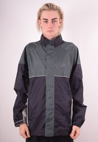ADIDAS MENS VINTAGE RAIN JACKET LARGE GREY 90S