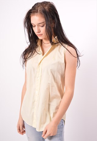 VINTAGE POLO RALPH LAUREN SPORT SHIRT SLEEVELESS YELLOW