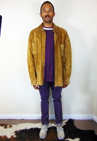 90S CLASSIC LUXURY BROWN SUEDE SHIRT JACKET XXL