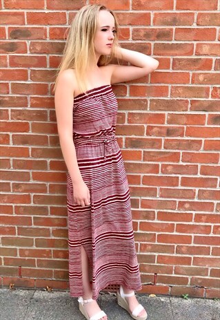 RED STRIPED MAXI DRESS