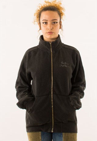 VINTAGE BLACK HARLEY DAVIDSON FULL ZIP SWEATSHIRT