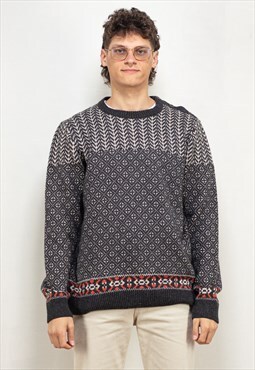 Vintage 90's Men Icelandic Sweater in Grey