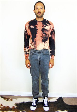 80S 90S CLASSIC HIGH RISE 550 FADED BLACK ACID WASH JEANS 32