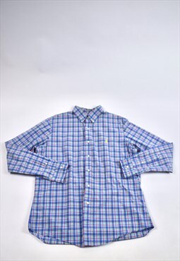 Vintage 90s Polo Ralph Lauren Blue/ Red Plaid Cotton Shirt 