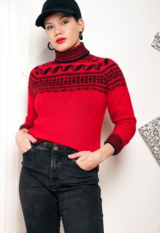 KNIT TURTLENECK JUMPER - 80S VINTAGE SWEATER