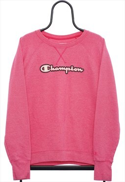 Vintage Champion Spellout Pink Sweatshirt Womens