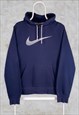 Vintage Nike Blue Hoodie Embroidered Swoosh Small