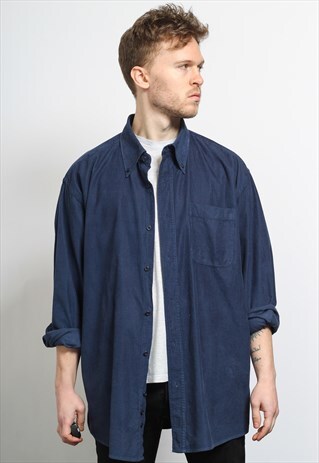 VINTAGE CORDUROY CORD SHIRT BLUE