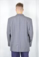 VINTAGE GREY CHECKERED CLASSIC 80'S WOOL SUIT BLAZER