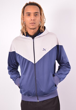 VINTAGE PUMA HOODIE SWEATER NAVY BLUE