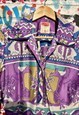 70S SMALL DAGGER COLLAR GEO PRINT DRESS 