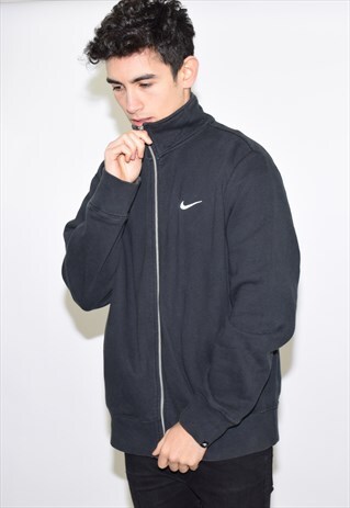 VINTAGE 90S BLACK NIKE ZIP UP SWEATSHIRT JUMPER