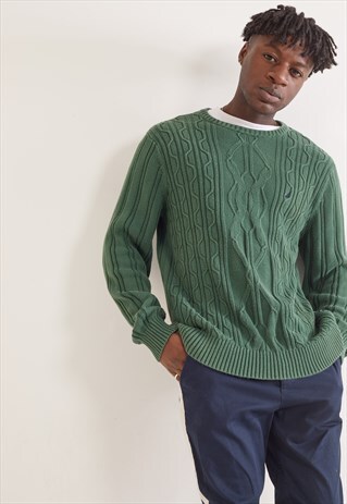 VINTAGE NAUTICA KNITTED JUMPER DARK GREEN