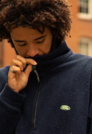 VINTAGE LAND ROVER QUARTER ZIP FLEECE IN NAVY