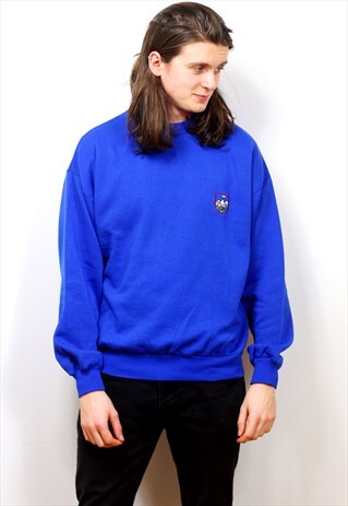 1990'S VINTAGE SIMPLE BLUE SWEATSHIRT