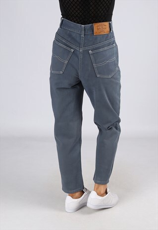 HIGH WAISTED DENIM JEANS WIDE TAPERED LEG UK 10 (2ED)