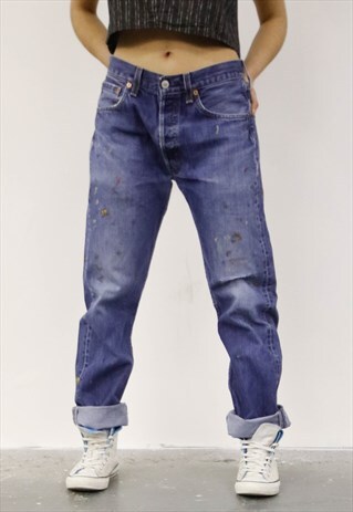 VINTAGE LEVI'S BLUE PAINT MOM JEANS