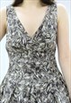 90S VINTAGE CREAM & BROWN FLORAL MINI DRESS (SIZE M)