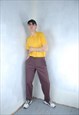 VINTAGE 80'S RETRO BAGGY SUIT TAILORED GLAM TROUSERS MAROON