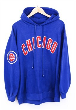 Vintage Chicago Cubs Hoodie Blue With Baseball Team Logos