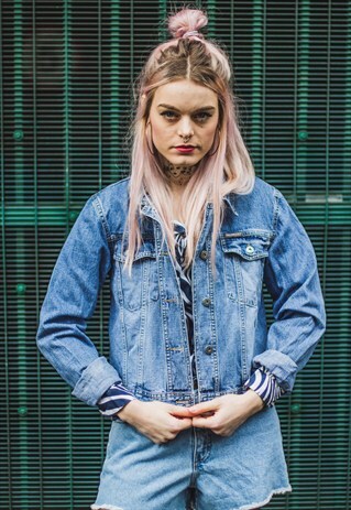 WASHED BLUE DENIM JEANS JACKET (CRACKER)