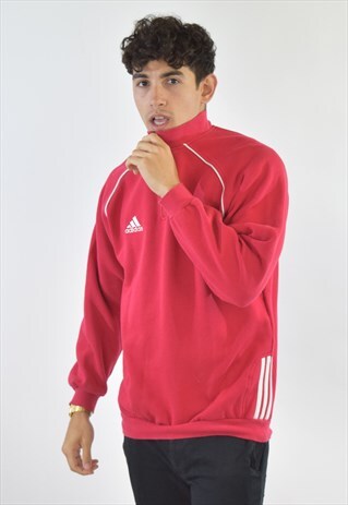 VINTAGE 90S RED ADIDAS ZIP UP SWEATSHIRT