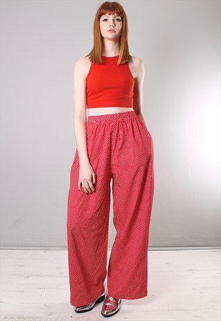 VINTAGE 80S POLKA DOT PATTERNED CULOTTE TROUSERS