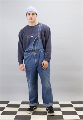90'S STYLE MID BLUE DUNGAREES