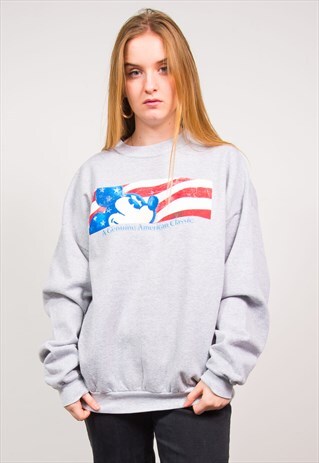 DISNEY VINTAGE 90'S GREY MICKEY MOUSE OVERSIZED SWEATSHIRT