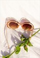 Transparent Beige Weighted Oversize Chunky Circle Sunglasses