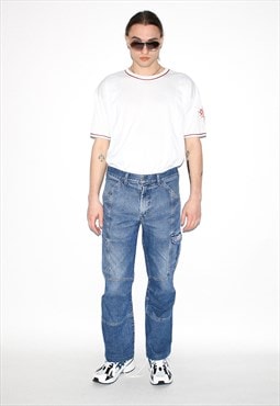 Vintage 90s straight cargo jeans in blue