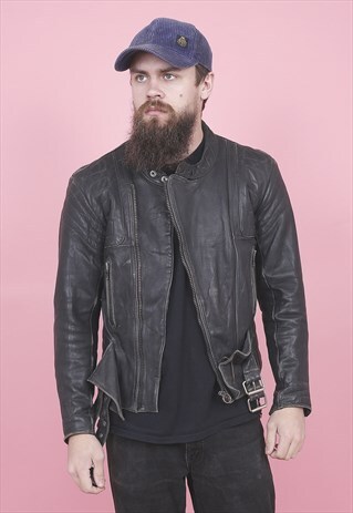VINTAGE LEATHER BIKER JACKER /W027