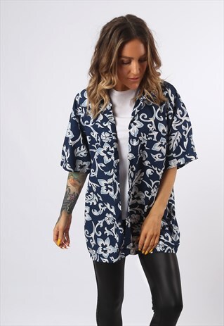 PRINT PATTERNED SHIRT OVERSIZED FESTIVAL UK 16 (73I)