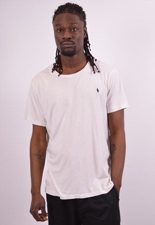 POLO RALPH LAUREN MENS VINTAGE T-SHIRT TOP XL WHITE 90S