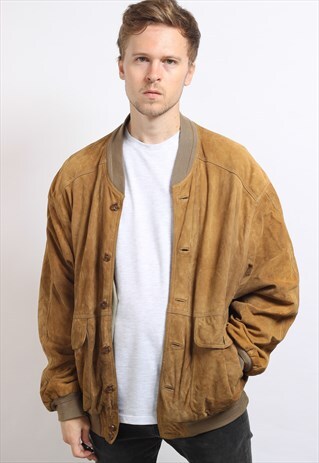 VINTAGE SUEDE OVERSIZED BOMBER JACKET